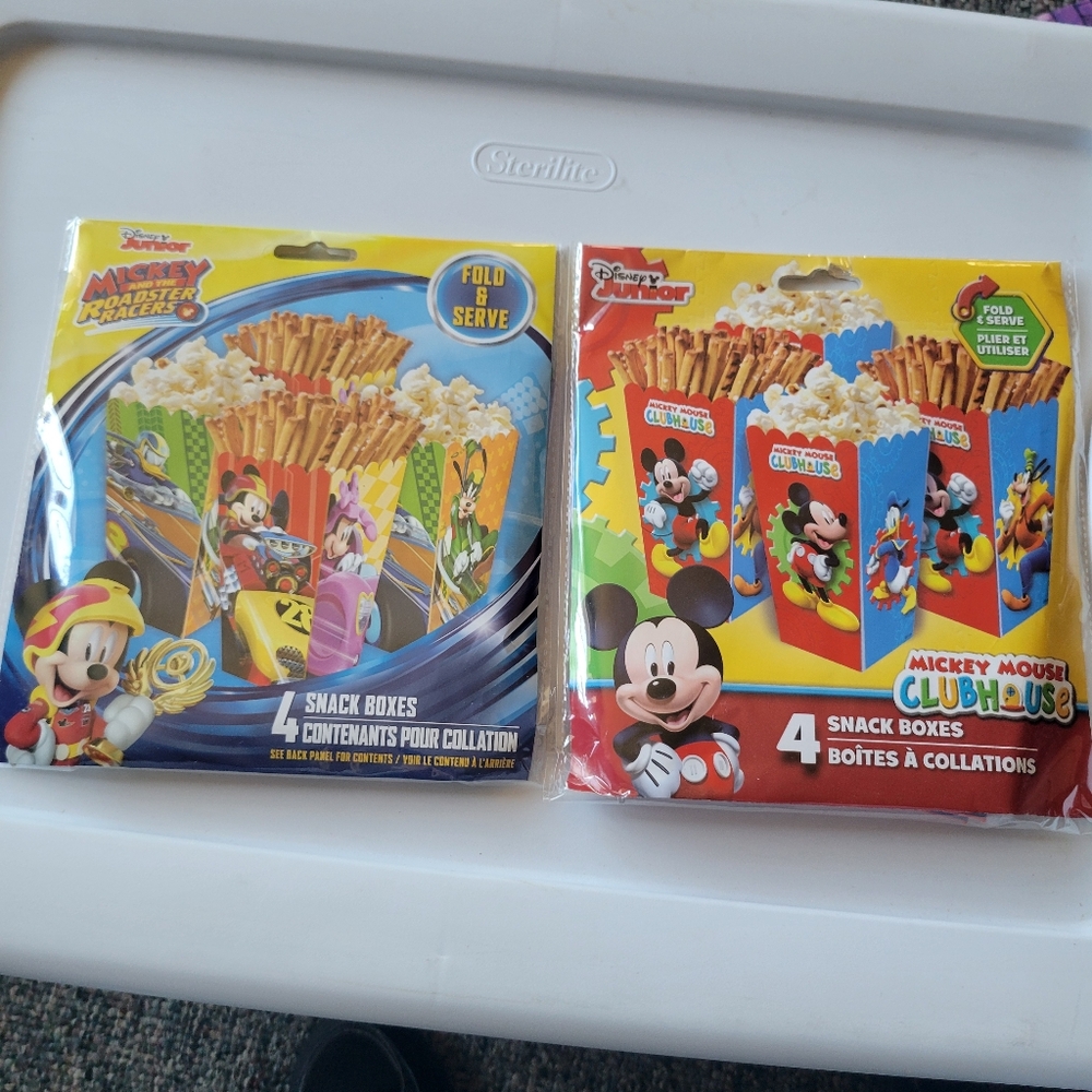 🏖 Mickey Mouse Snack Boxes - Red, Yellow, and Blue